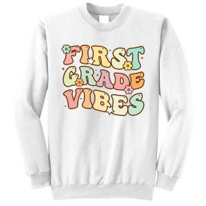 To School First Grade Vibes Retro Teacher Women Sweatshirt