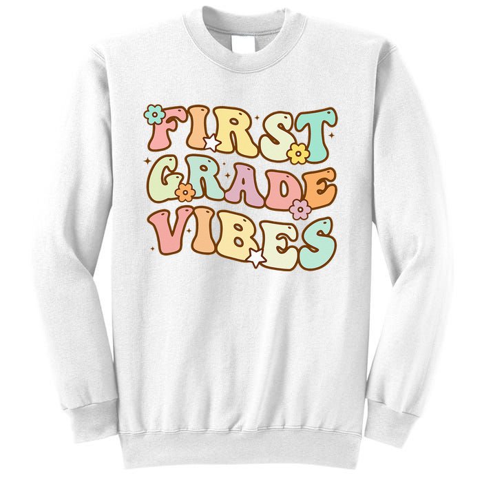 To School First Grade Vibes Retro Teacher Women Sweatshirt