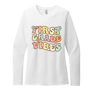 To School First Grade Vibes Retro Teacher Women Womens CVC Long Sleeve Shirt