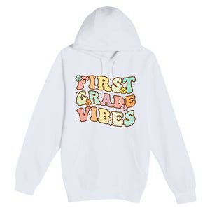 To School First Grade Vibes Retro Teacher Women Premium Pullover Hoodie