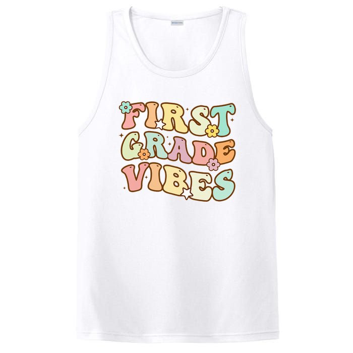 To School First Grade Vibes Retro Teacher Women PosiCharge Competitor Tank