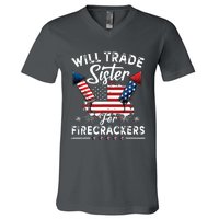 Trade Sister For Firecrackers Funny 4th Of July V-Neck T-Shirt