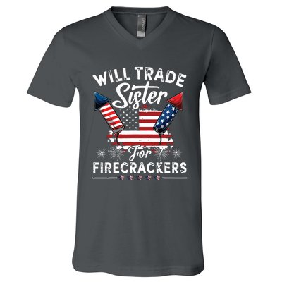 Trade Sister For Firecrackers Funny 4th Of July V-Neck T-Shirt