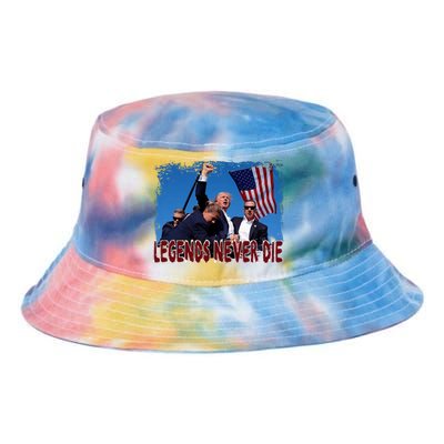 Trump Shot Fist Pumped 2024 Pray For Trump Legends Never Die Tie Dye Newport Bucket Hat