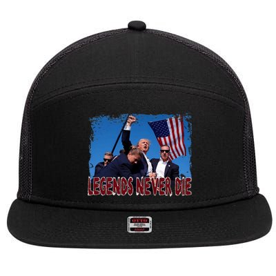 Trump Shot Fist Pumped 2024 Pray For Trump Legends Never Die 7 Panel Mesh Trucker Snapback Hat