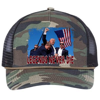 Trump Shot Fist Pumped 2024 Pray For Trump Legends Never Die Retro Rope Trucker Hat Cap