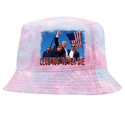 Trump Shot Fist Pumped 2024 Pray For Trump Legends Never Die Tie-Dyed Bucket Hat