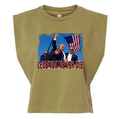 Trump Shot Fist Pumped 2024 Pray For Trump Legends Never Die Garment-Dyed Women's Muscle Tee