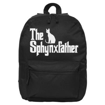 The Sphynxfather Funny Cat Dad Sphynx Lover Gifts 16 in Basic Backpack