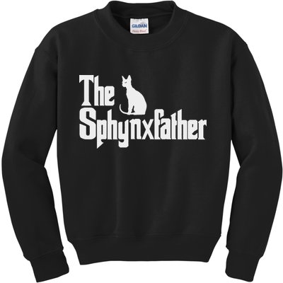 The Sphynxfather Funny Cat Dad Sphynx Lover Gifts Kids Sweatshirt