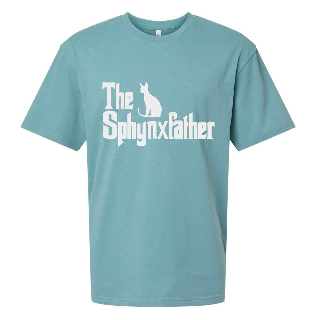 The Sphynxfather Funny Cat Dad Sphynx Lover Gifts Sueded Cloud Jersey T-Shirt