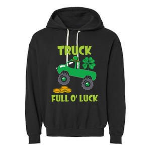 Truck Shamrock Full Oluck Patricks Day Garment-Dyed Fleece Hoodie