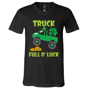 Truck Shamrock Full Oluck Patricks Day V-Neck T-Shirt