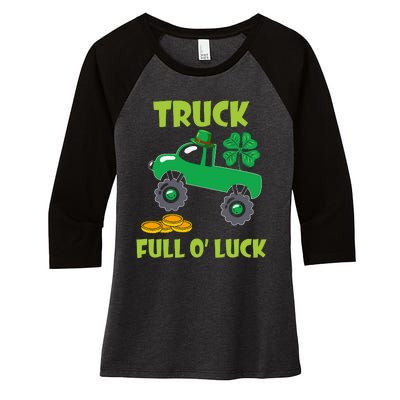 Truck Shamrock Full Oluck Patricks Day Women's Tri-Blend 3/4-Sleeve Raglan Shirt