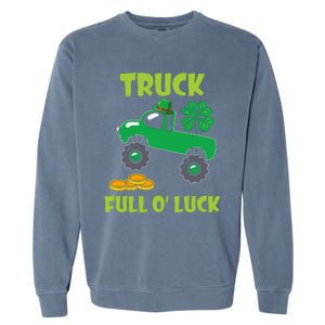 Truck Shamrock Full Oluck Patricks Day Garment-Dyed Sweatshirt