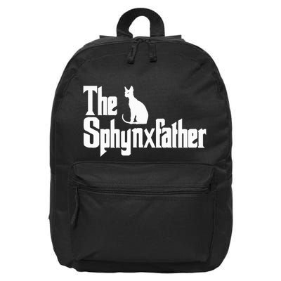The Sphynxfather Funny Cat Dad Sphynx Lover Gifts 16 in Basic Backpack