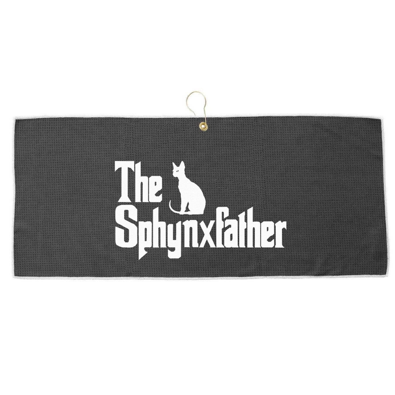 The Sphynxfather Funny Cat Dad Sphynx Lover Gifts Large Microfiber Waffle Golf Towel