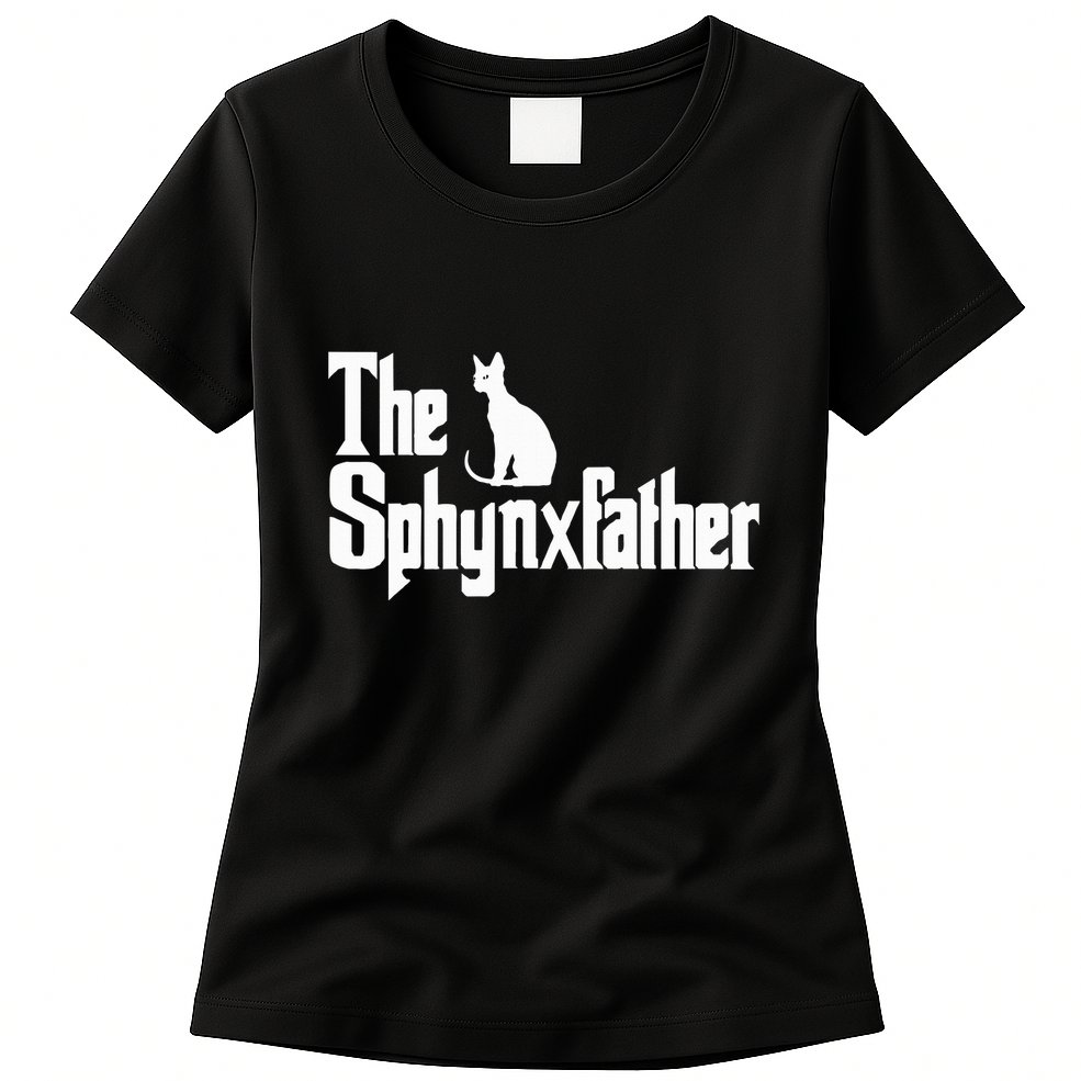 The Sphynxfather Funny Cat Dad Sphynx Lover Gifts Womens T-Shirt