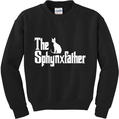 The Sphynxfather Funny Cat Dad Sphynx Lover Gifts Kids Sweatshirt