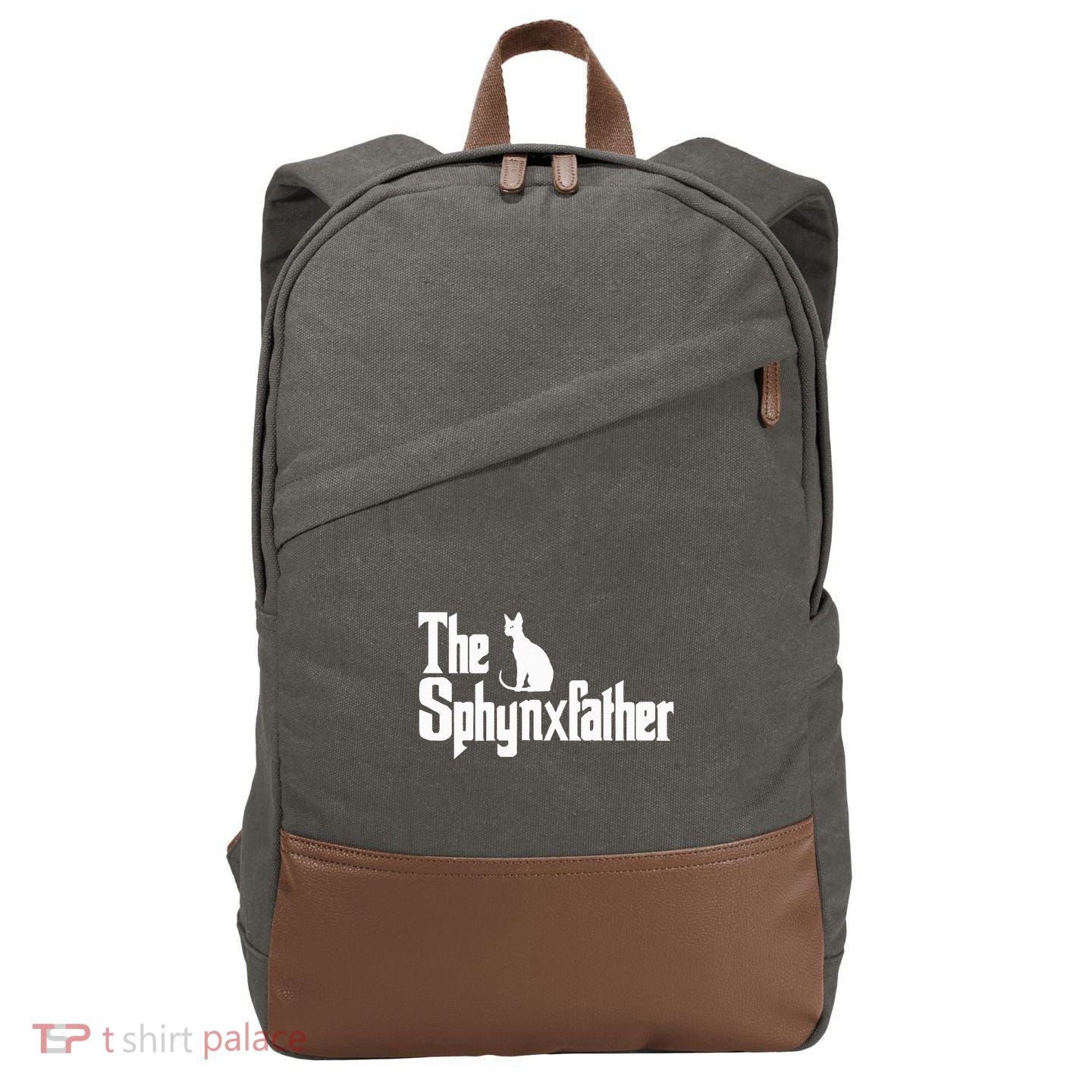 The Sphynxfather Funny Cat Dad Sphynx Lover Gifts Cotton Canvas Backpack
