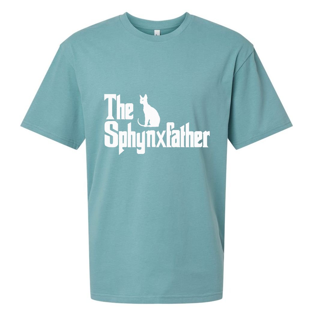 The Sphynxfather Funny Cat Dad Sphynx Lover Gifts Sueded Cloud Jersey T-Shirt