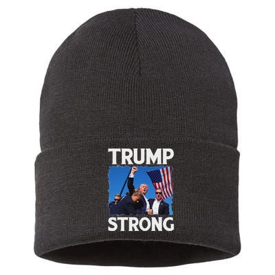 Trump Strong Fist Hand Vote 2024 Bold Design Sustainable Knit Beanie