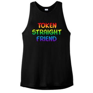 Token Straight Friend Rainbow Colors LGBT Ladies PosiCharge Tri-Blend Wicking Tank