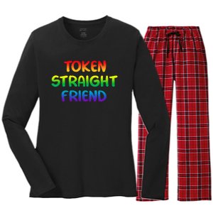 Token Straight Friend Rainbow Colors LGBT Women's Long Sleeve Flannel Pajama Set 