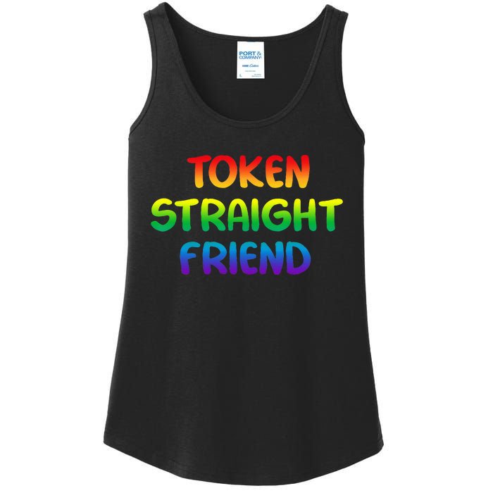 Token Straight Friend Rainbow Colors LGBT Ladies Essential Tank