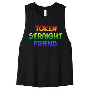 Token Straight Friend Rainbow Colors LGBT Women's Racerback Cropped Tank