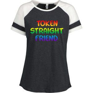 Token Straight Friend Rainbow Colors LGBT Enza Ladies Jersey Colorblock Tee