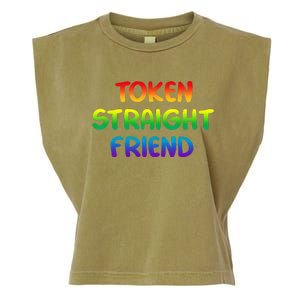 Token Straight Friend Rainbow Colors LGBT Garment-Dyed Women's Muscle Tee