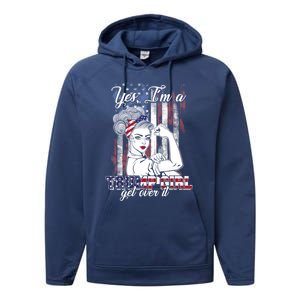 Trump Supporter Funny Gift Yes Im A Trump Get Over It Meaningful Gift Performance Fleece Hoodie