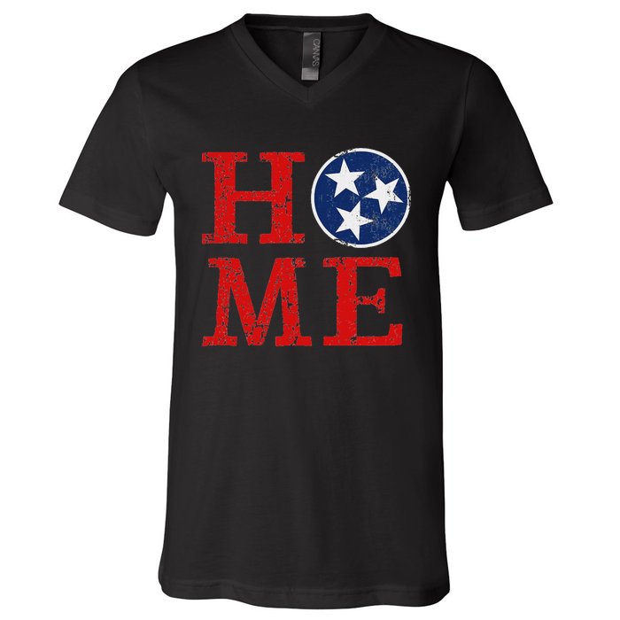 Tennessee State Flag Artwork Unique Vintage Art Gift Tn Home V-Neck T-Shirt