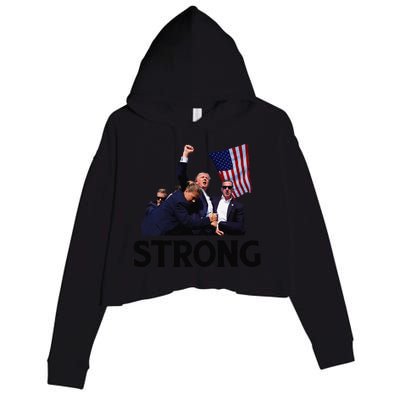 Trump Strong Fist Hand Us Vote Trump 2024 Survives Rally Crop Fleece Hoodie