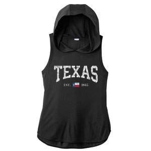 Texas State Flag Distressed Ladies PosiCharge Tri-Blend Wicking Draft Hoodie Tank