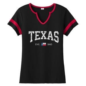 Texas State Flag Distressed Ladies Halftime Notch Neck Tee