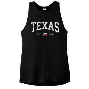 Texas State Flag Distressed Ladies PosiCharge Tri-Blend Wicking Tank