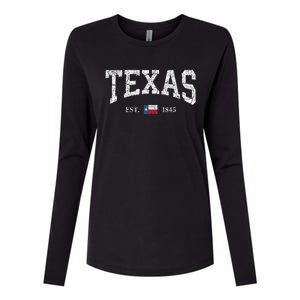 Texas State Flag Distressed Womens Cotton Relaxed Long Sleeve T-Shirt