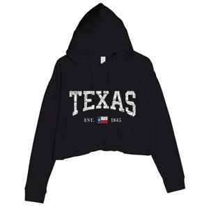 Texas State Flag Distressed Crop Fleece Hoodie