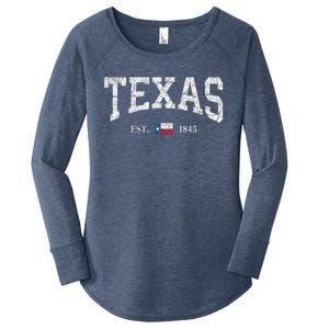 Texas State Flag Distressed Women's Perfect Tri Tunic Long Sleeve Shirt