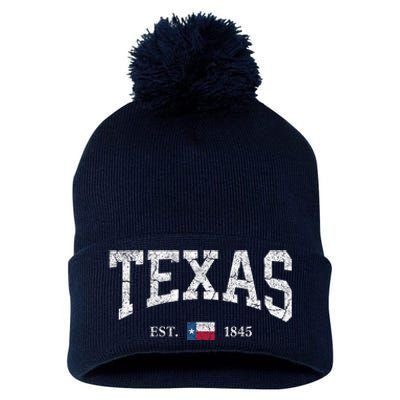 Texas State Flag Distressed Pom Pom 12in Knit Beanie