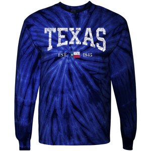 Texas State Flag Distressed Tie-Dye Long Sleeve Shirt