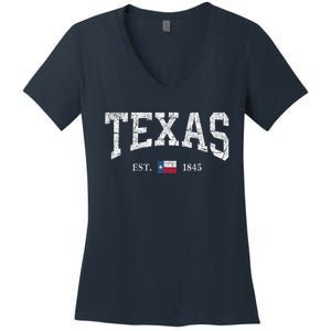 Texas State Flag Distressed Women's V-Neck T-Shirt