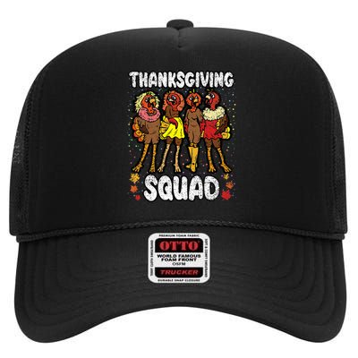 Thanksgiving Squad Funny Turkey Fall Autumn High Crown Mesh Back Trucker Hat