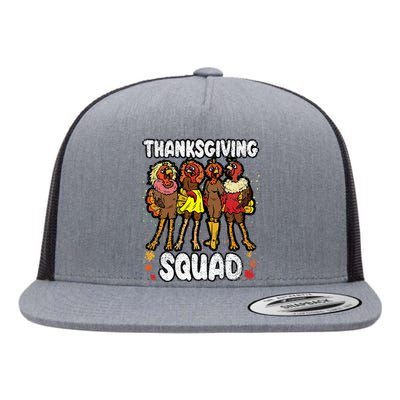 Thanksgiving Squad Funny Turkey Fall Autumn Flat Bill Trucker Hat