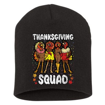 Thanksgiving Squad Funny Turkey Fall Autumn Short Acrylic Beanie