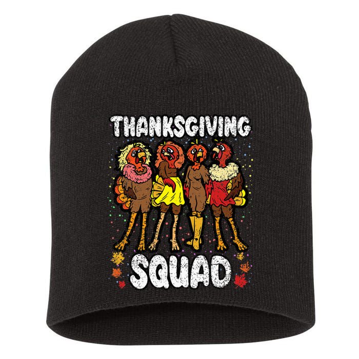 Thanksgiving Squad Funny Turkey Fall Autumn Short Acrylic Beanie