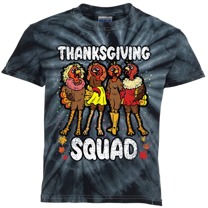 Thanksgiving Squad Funny Turkey Fall Autumn Kids Tie-Dye T-Shirt