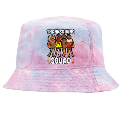 Thanksgiving Squad Funny Turkey Fall Autumn Tie-Dyed Bucket Hat